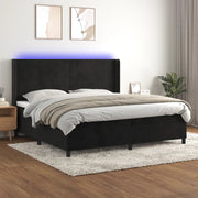 Boxspring met matras en LED 200x200 cm zwart fluweel