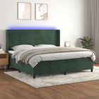 Boxspring met matras en LED fluweel donkergroen 200x200 cm 200 x 200 cm Effen ontwerp