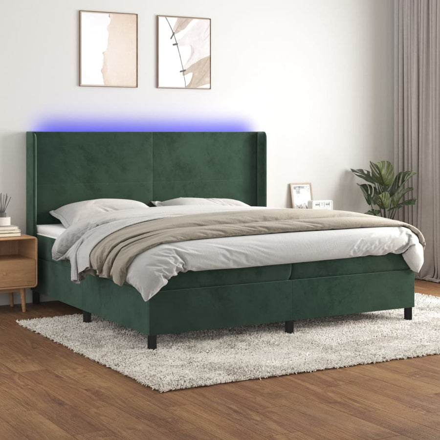 Boxspring Met Matras En Led Fluweel 200 x 200 cm