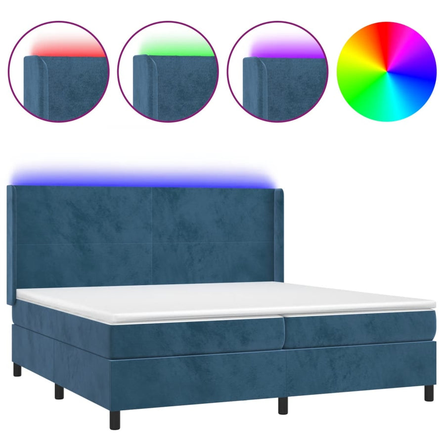 Boxspring Met Matras En Led Fluweel 200 x 200 cm