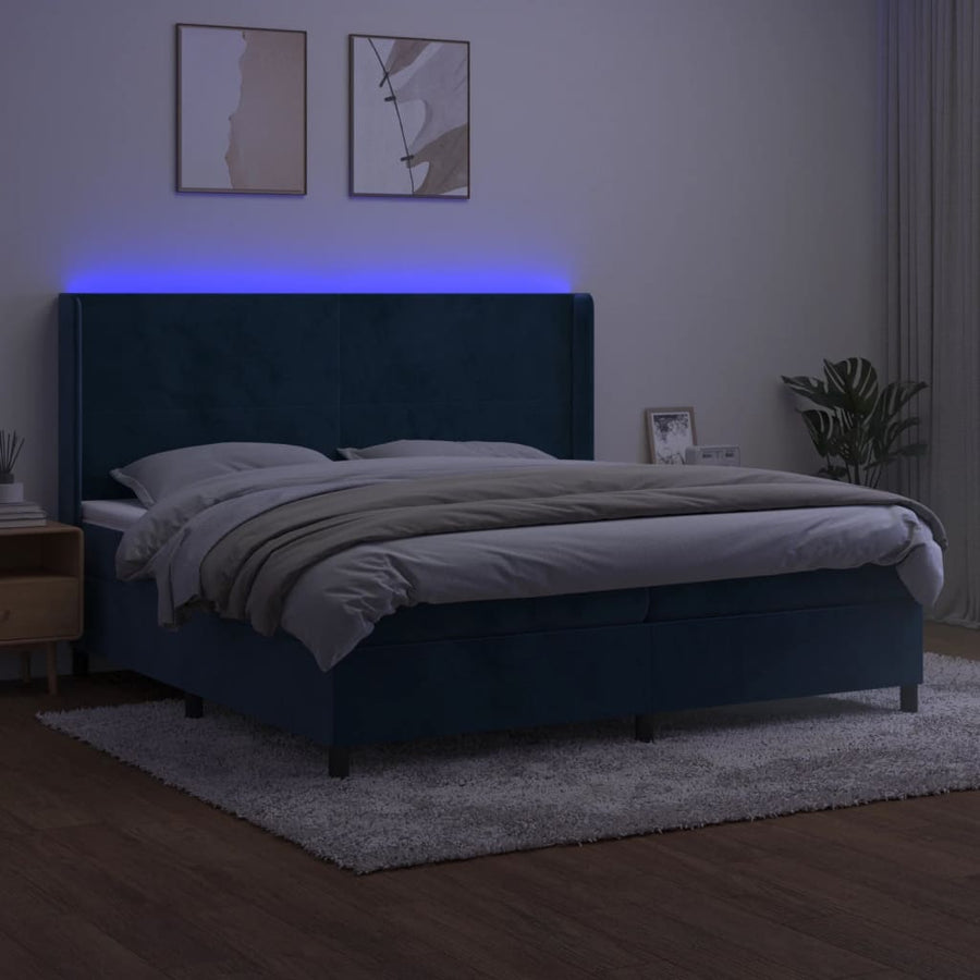 Boxspring Met Matras En Led Fluweel 200 x 200 cm