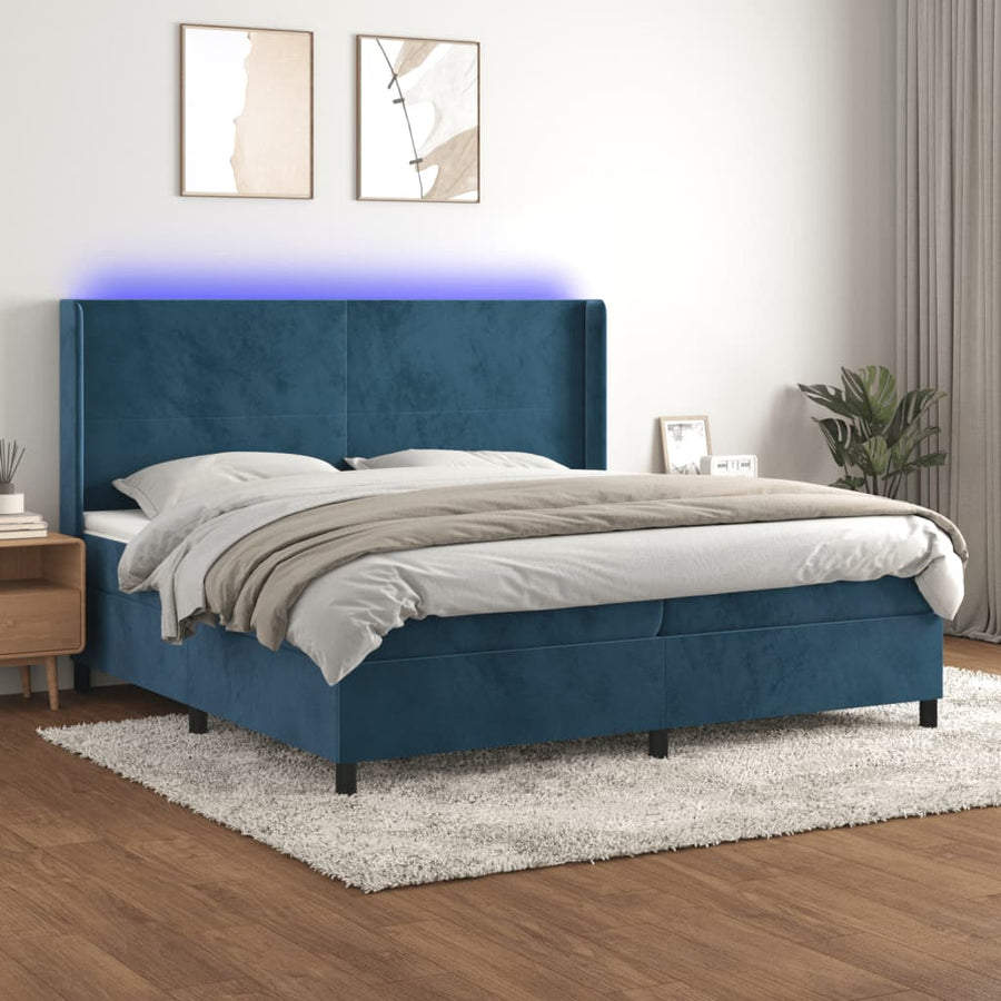 Boxspring Met Matras En Led Fluweel 200 x 200 cm