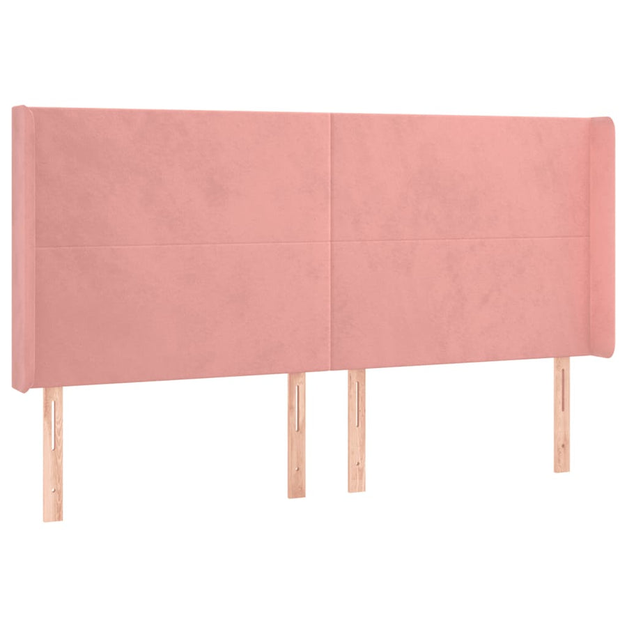 Boxspring Met Matras En Led Fluweel Roze 200 x 200 cm Effen ontwerp