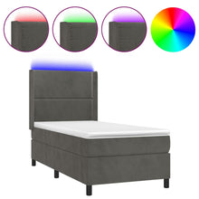 Boxspring Met Matras En Led Fluweel Donkergrijs 80 x 200 cm Effen met spijkers