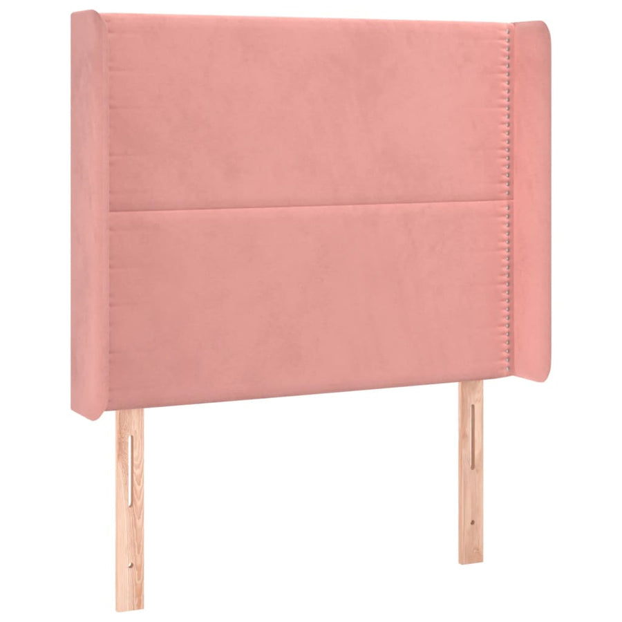 Boxspring Met Matras En Led Fluweel Roze 80 x 200 cm Effen met spijkers