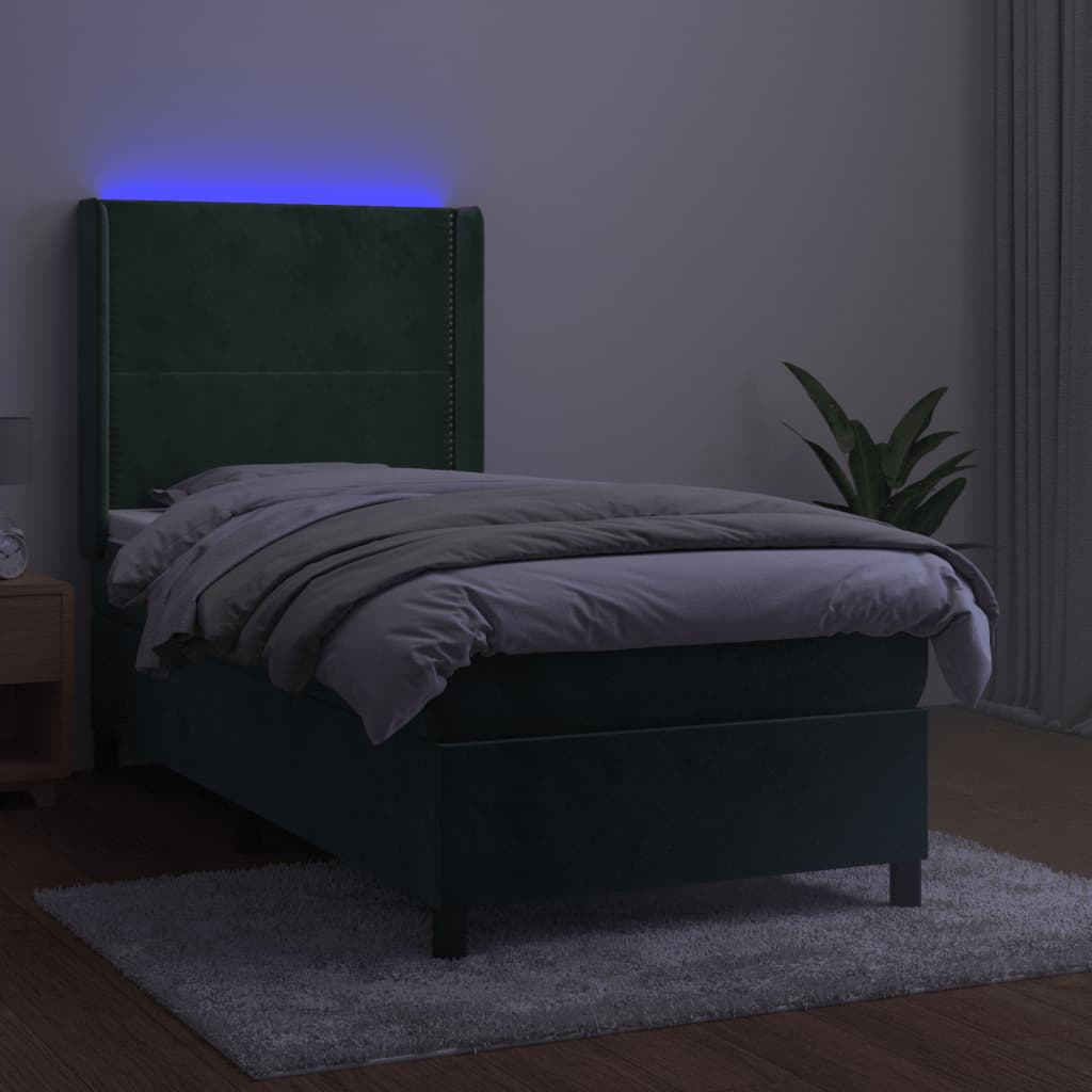 Boxspring Met Matras En Led Fluweel 90 x 190 cm