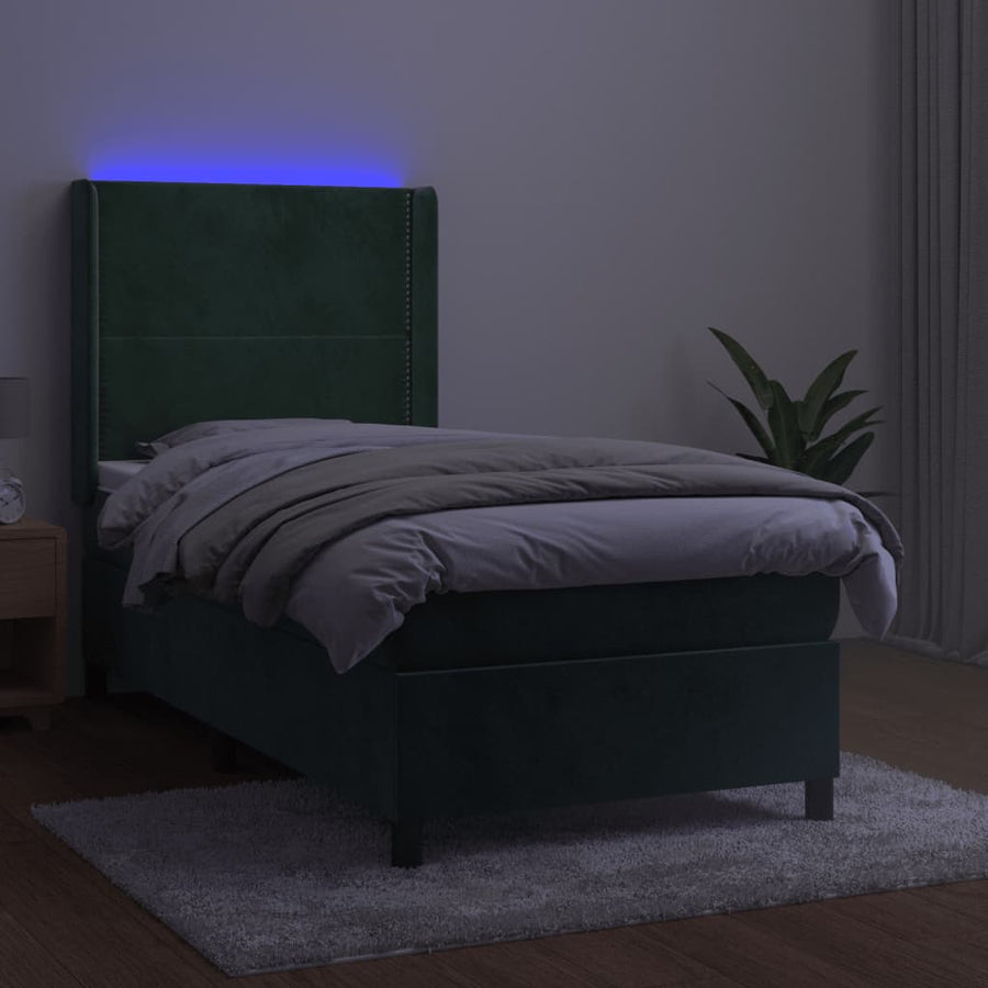 Boxspring Met Matras En Led Fluweel 90 x 190 cm
