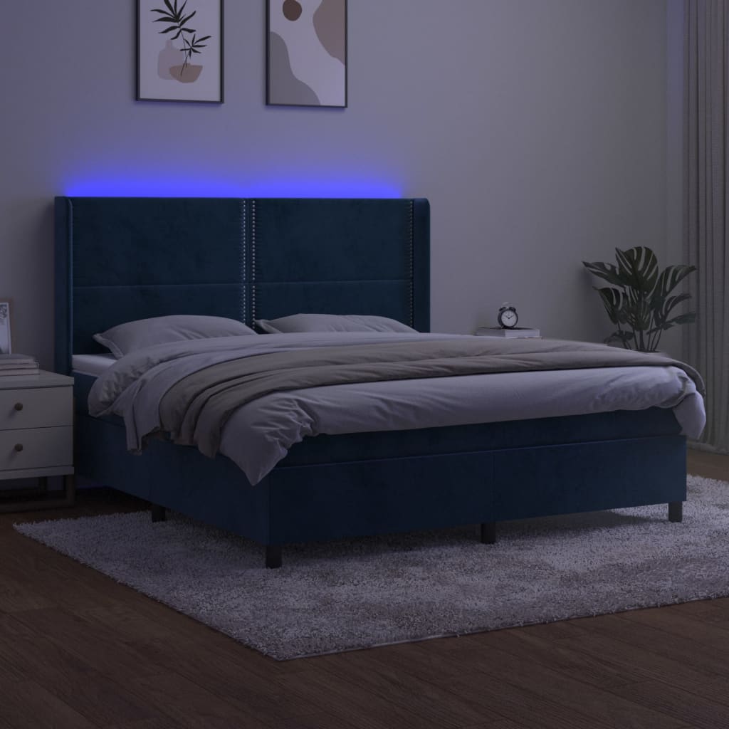 Boxspring Met Matras En Led Fluweel 160 x 200 cm