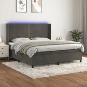 Boxspring 180x200 cm donkergrijs fluweel met matras en LED