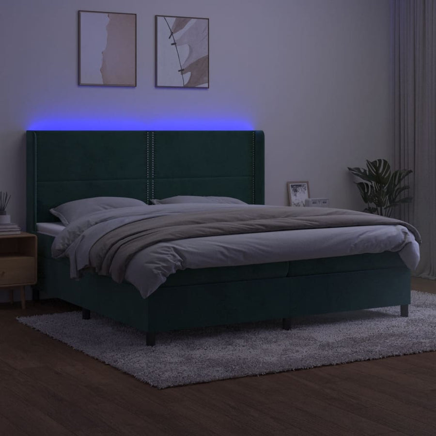 Boxspring Met Matras En Led Fluweel 200 x 200 cm