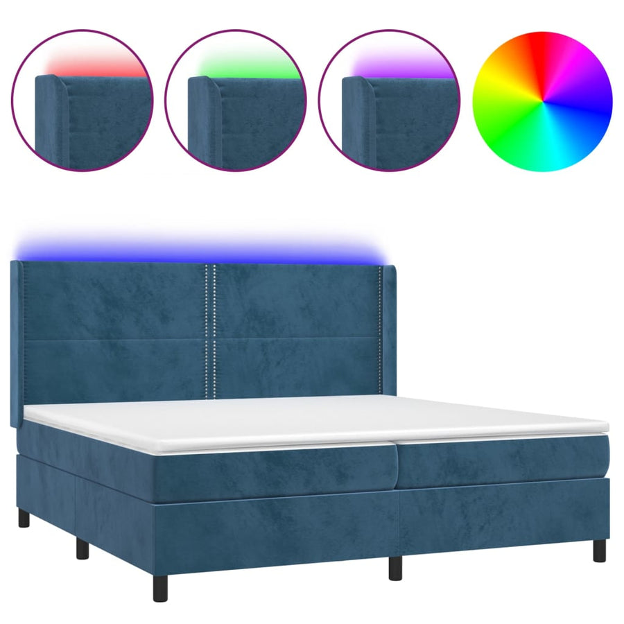 Boxspring Met Matras En Led Fluweel 200 x 200 cm