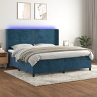 Boxspring met matras 200x200 cm blauw fluweel