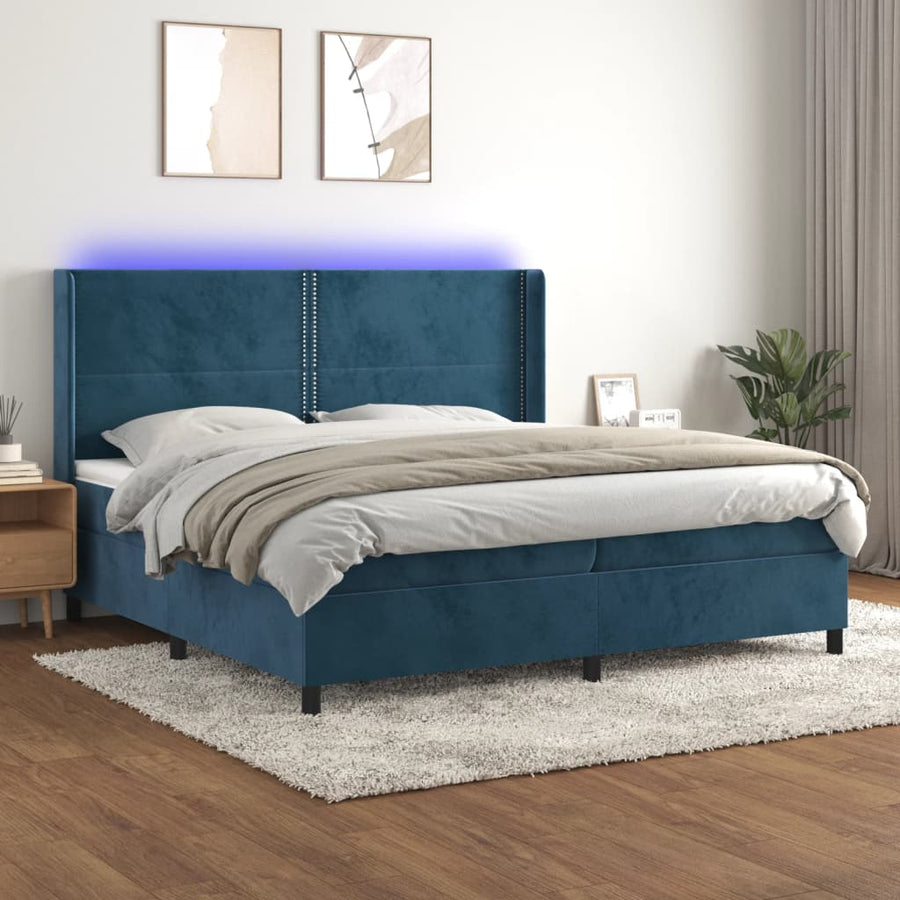 Boxspring Met Matras En Led Fluweel 200 x 200 cm