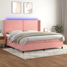 Box spring with mattress and LED velvet pink 200x200 cm