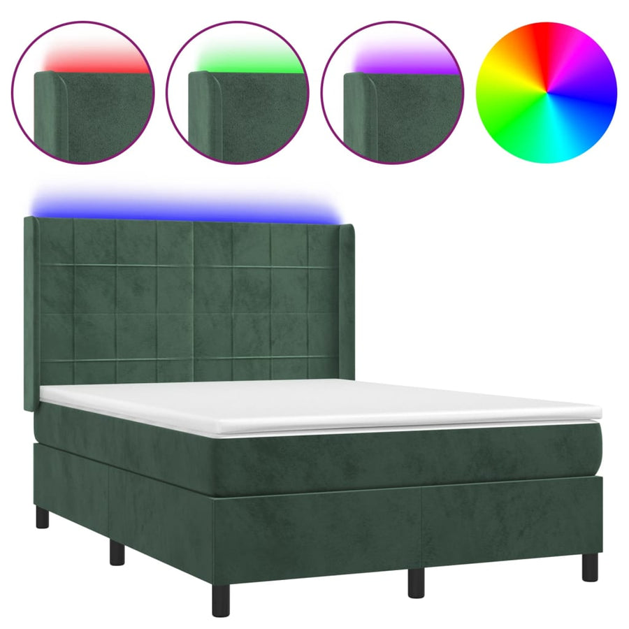 Boxspring Met Matras En Led Fluweel 140 x 190 cm