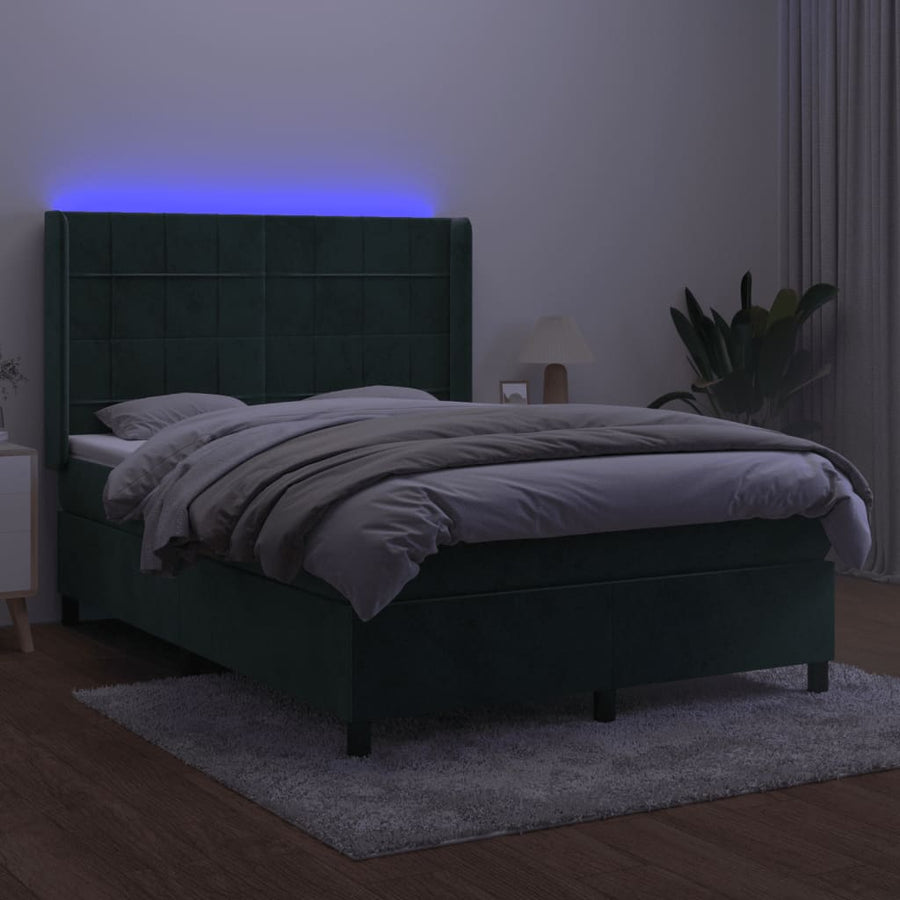 Boxspring Met Matras En Led Fluweel 140 x 190 cm