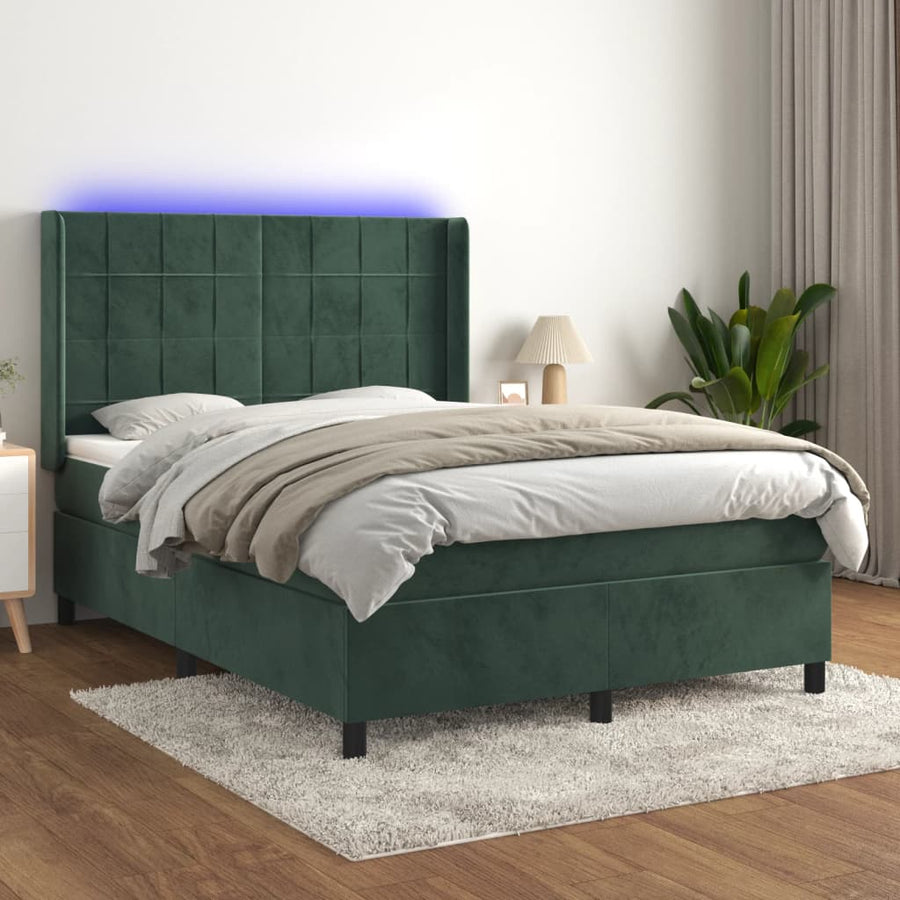 Boxspring Met Matras En Led Fluweel 140 x 190 cm