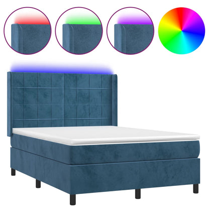 Boxspring Met Matras En Led Fluweel 140 x 190 cm