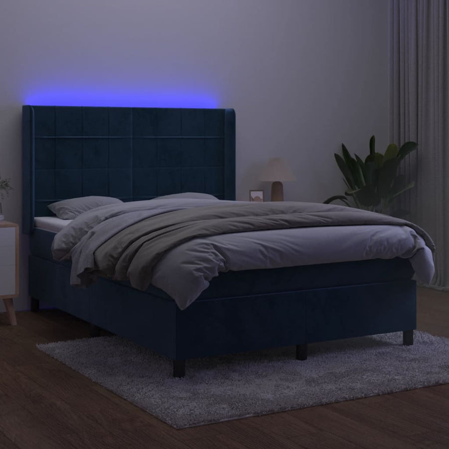 Boxspring Met Matras En Led Fluweel 140 x 190 cm