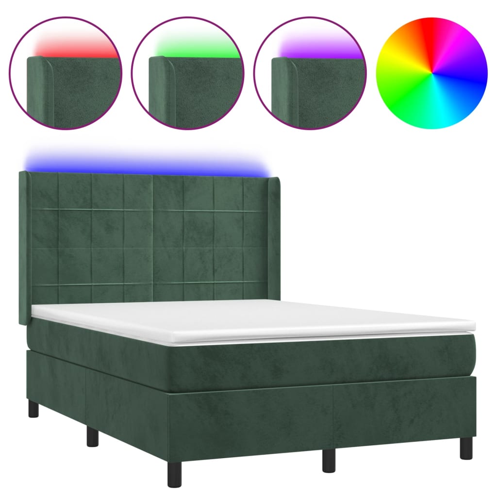 Boxspring Met Matras En Led Fluweel 140 x 200 cm