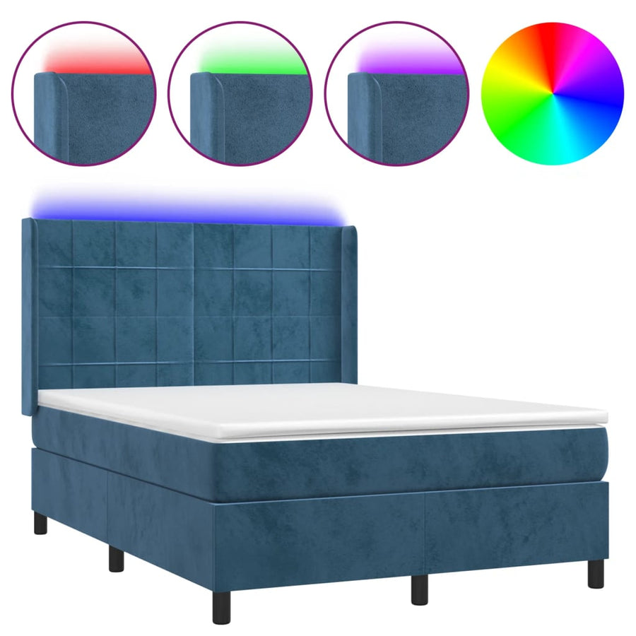 Boxspring Met Matras En Led Fluweel 140 x 200 cm