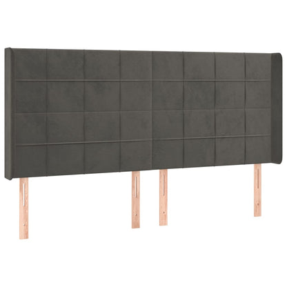 Boxspring Met Matras En Led Fluweel Donkergrijs 200 x 200 cm Blok met vierkanten