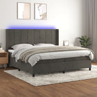 Box spring bed with mattress and LED velvet dark grey 200x200 cm