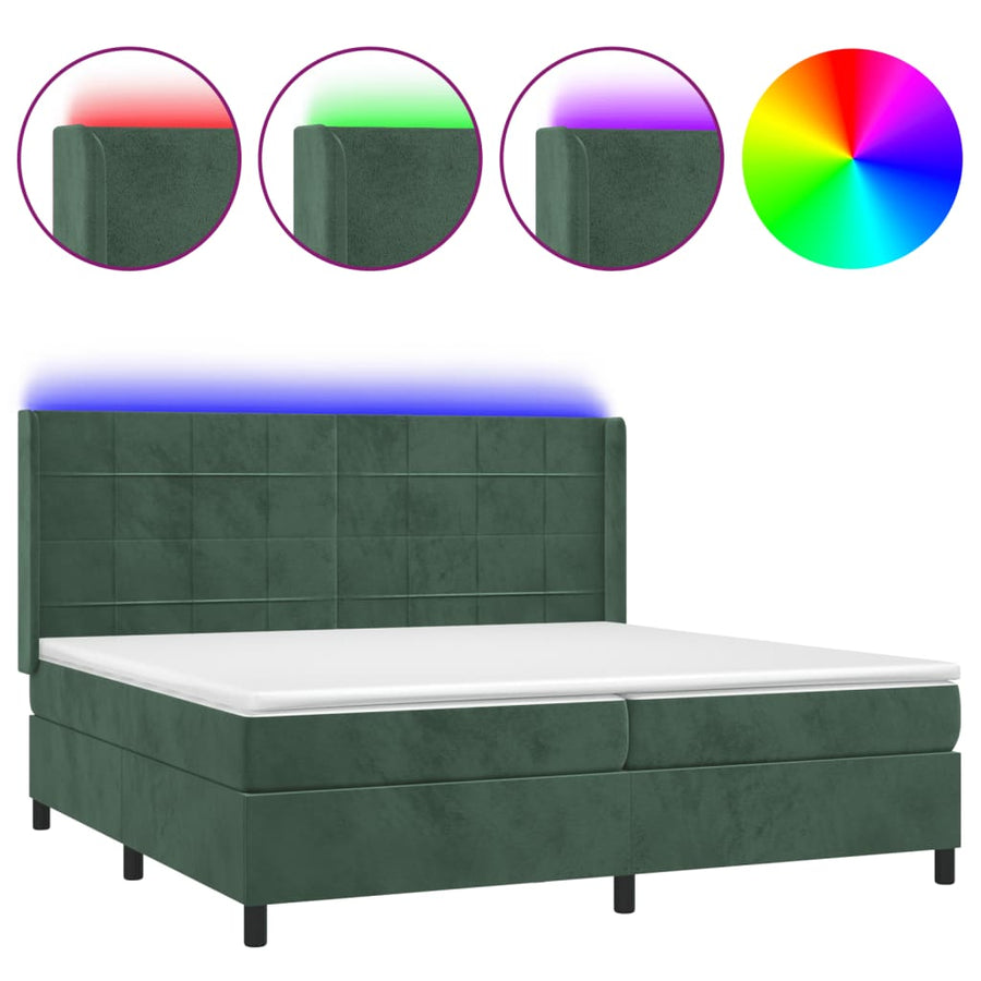 Boxspring Met Matras En Led Fluweel 200 x 200 cm