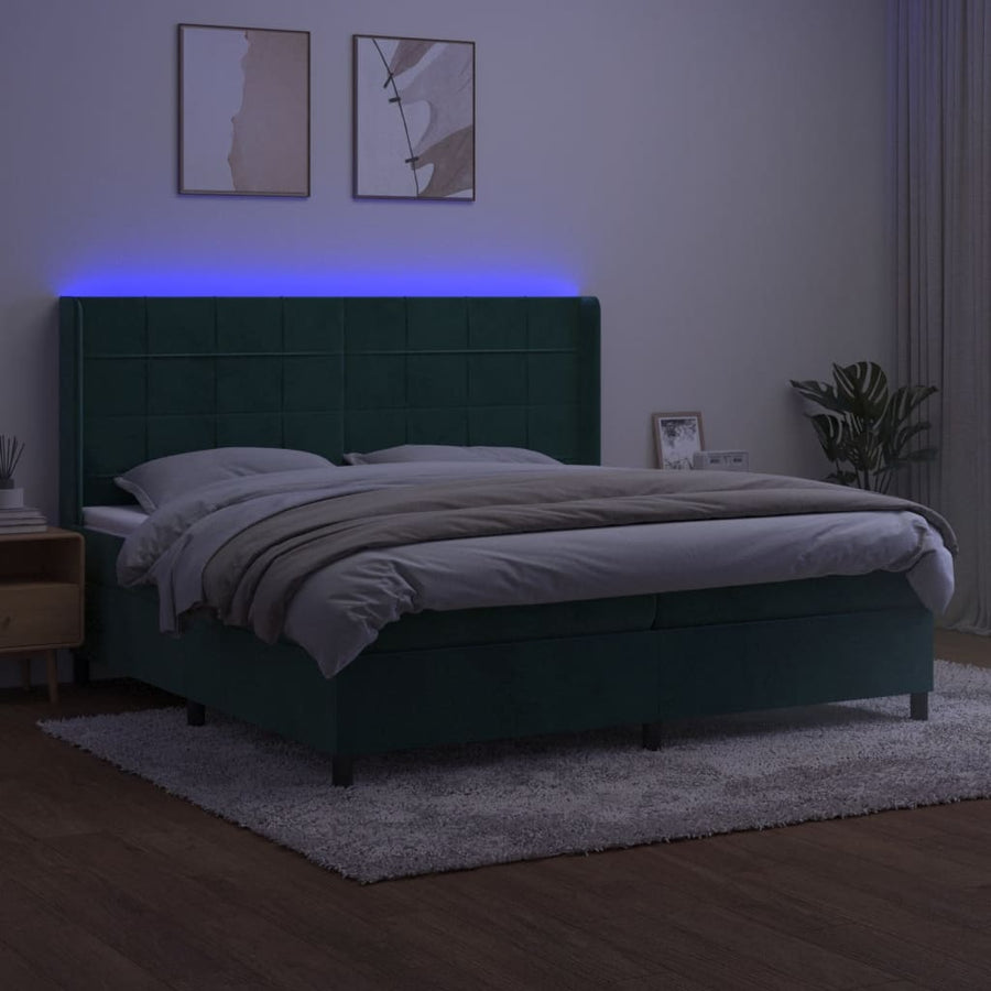 Boxspring Met Matras En Led Fluweel 200 x 200 cm