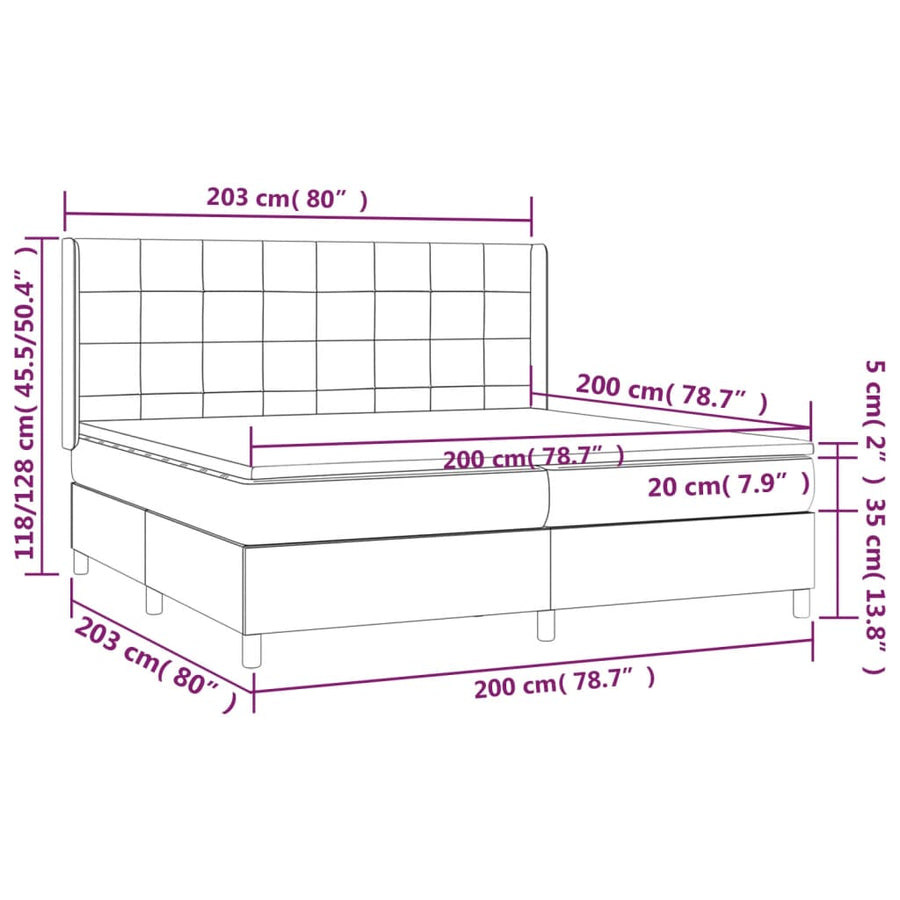Boxspring Met Matras En Led Fluweel 200 x 200 cm