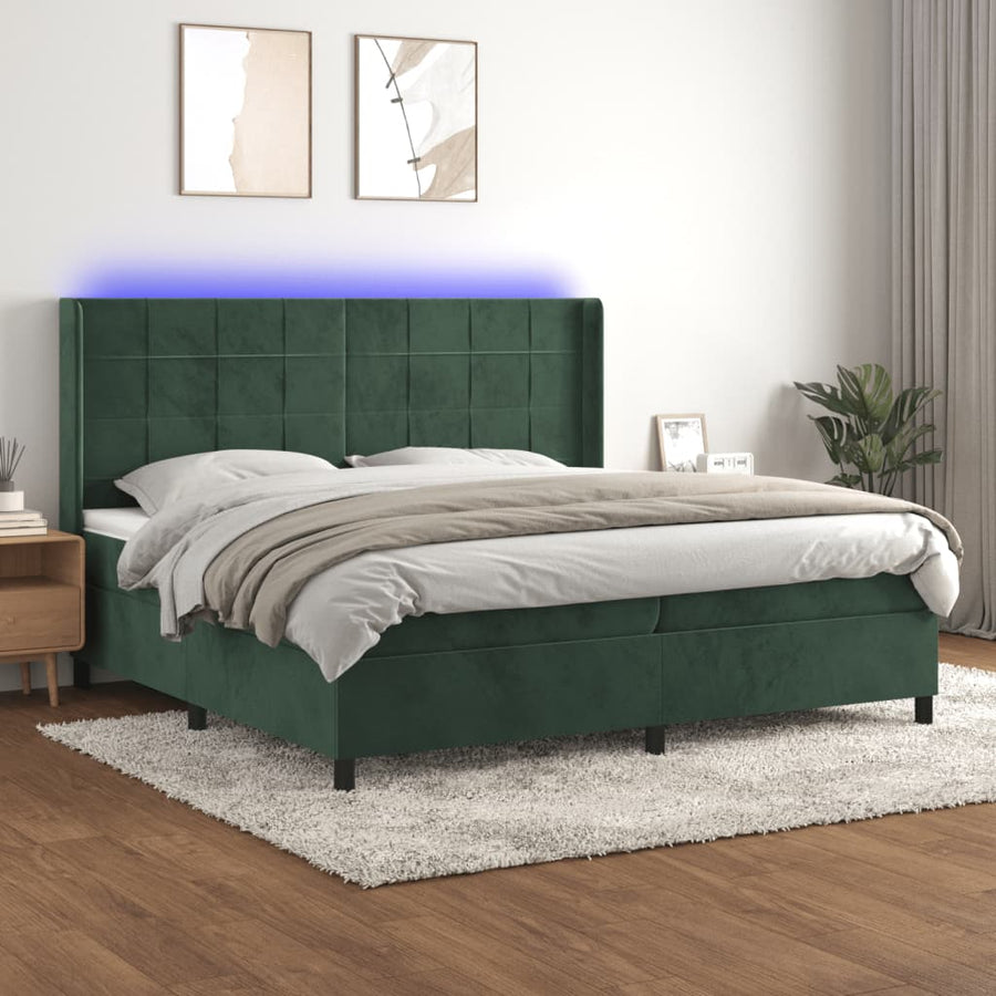 Boxspring Met Matras En Led Fluweel 200 x 200 cm