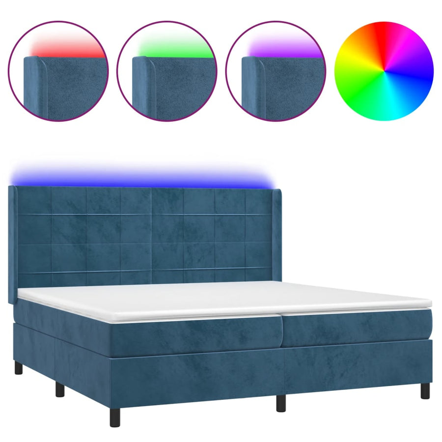 Boxspring Met Matras En Led Fluweel 200 x 200 cm