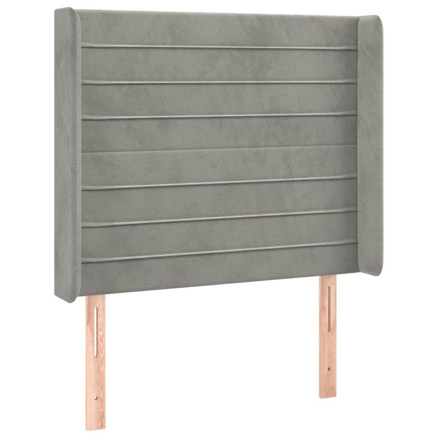 Boxspring Met Matras En Led Fluweel Lichtgrijs 90 x 190 cm Horizontale strepen