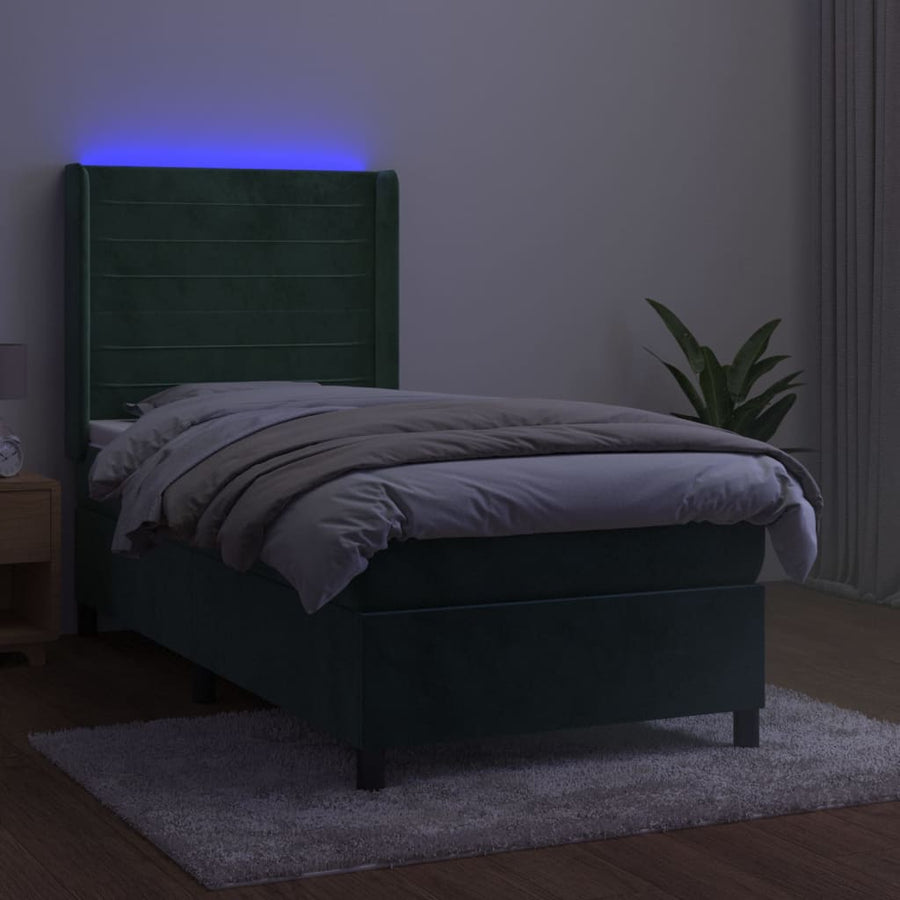 Boxspring Met Matras En Led Fluweel 90 x 190 cm