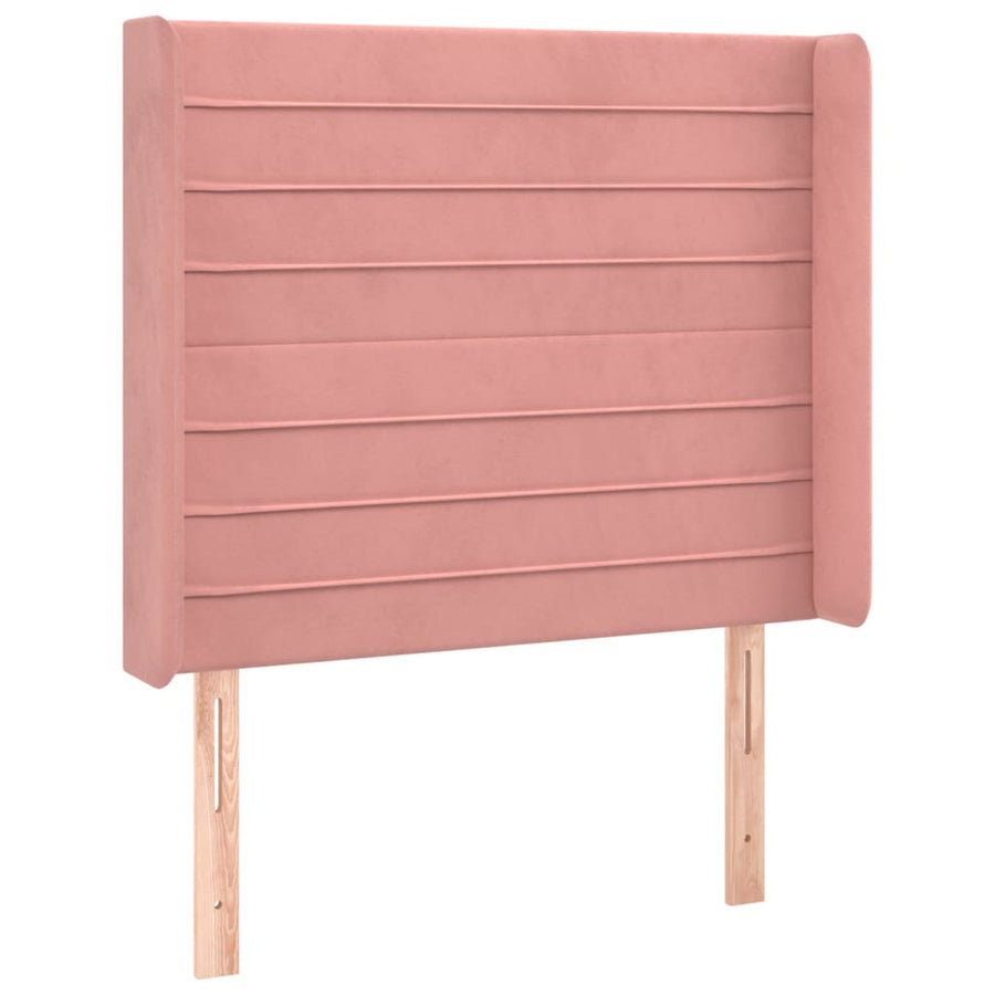 Boxspring Met Matras En Led Fluweel Roze 90 x 190 cm Horizontale strepen