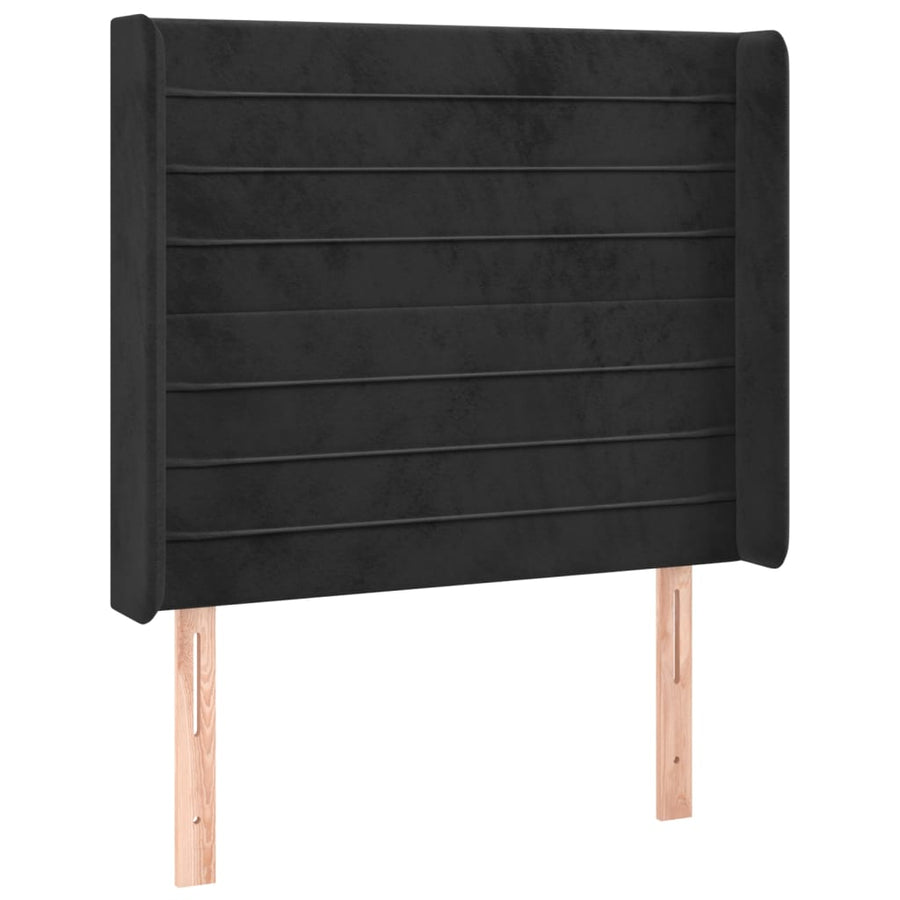 Boxspring Met Matras En Led Fluweel Zwart 100 x 200 cm Horizontale strepen