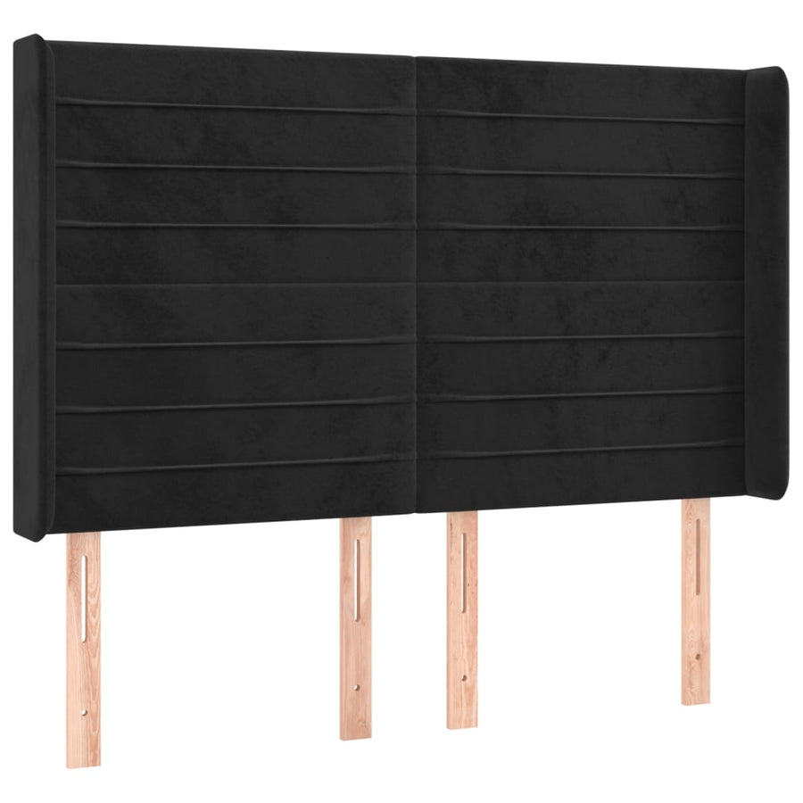 Boxspring Met Matras En Led Fluweel Zwart 140 x 190 cm Horizontale strepen