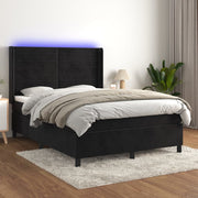 Boxspring met matras 140x190 cm zwart fluweel LED