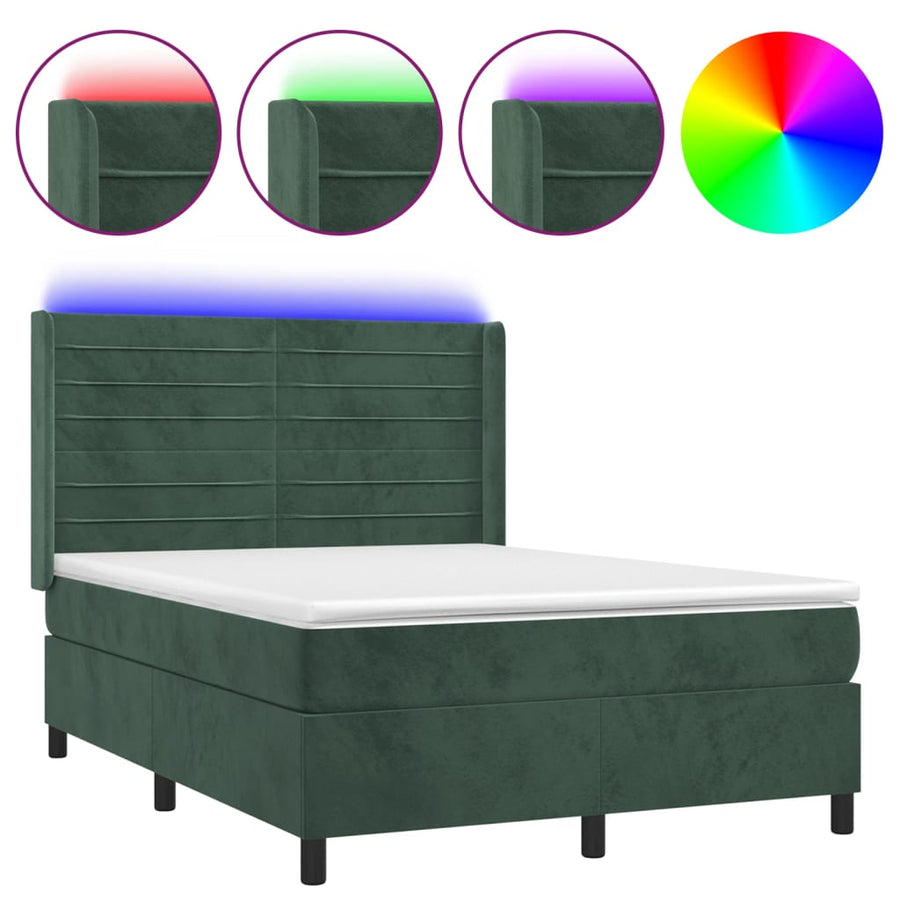Boxspring Met Matras En Led Fluweel 140 x 190 cm