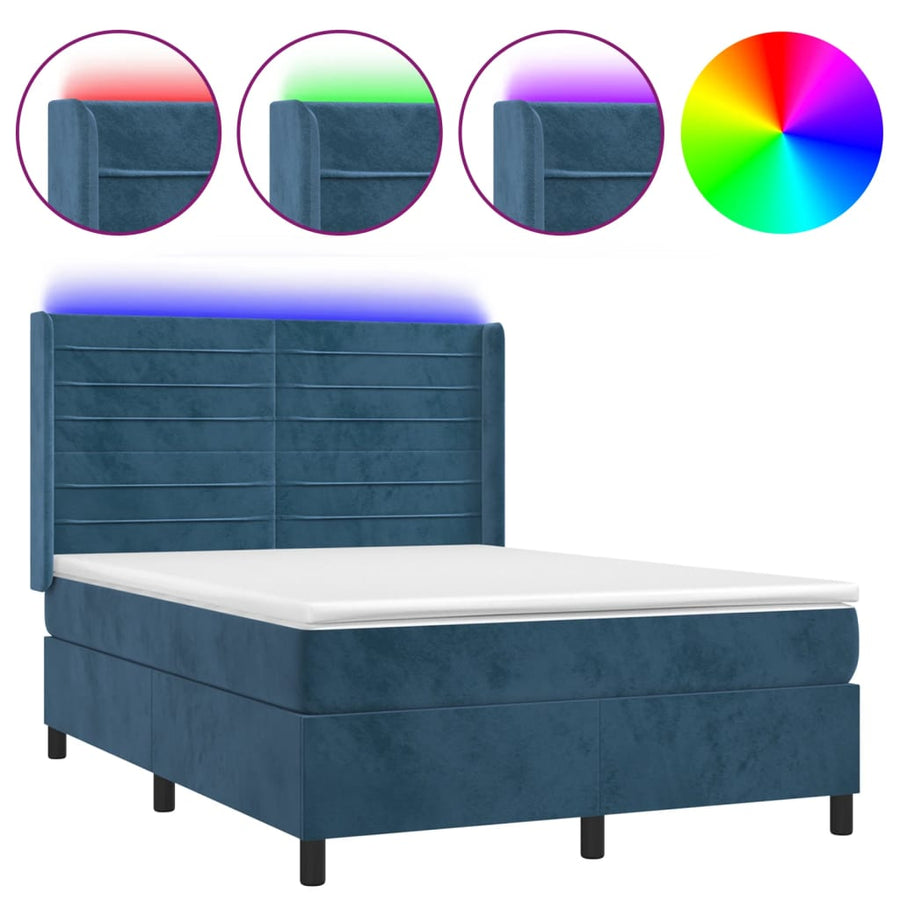 Boxspring Met Matras En Led Fluweel 140 x 190 cm