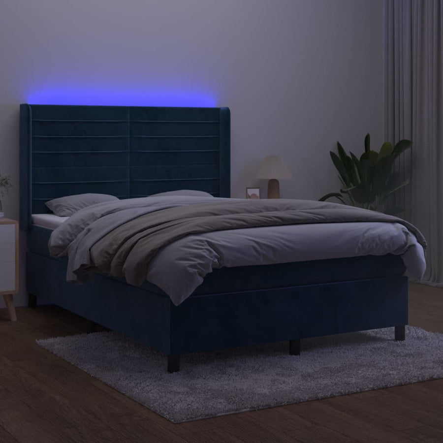 Boxspring Met Matras En Led Fluweel 140 x 190 cm