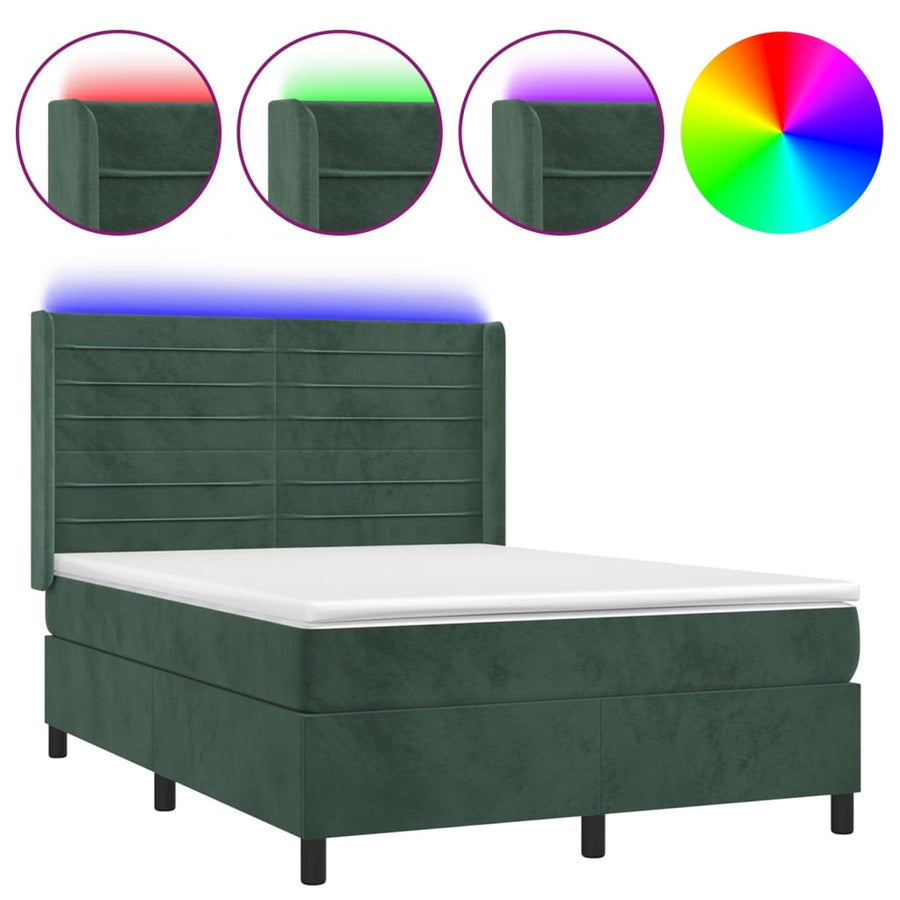 Boxspring Met Matras En Led Fluweel 140 x 200 cm