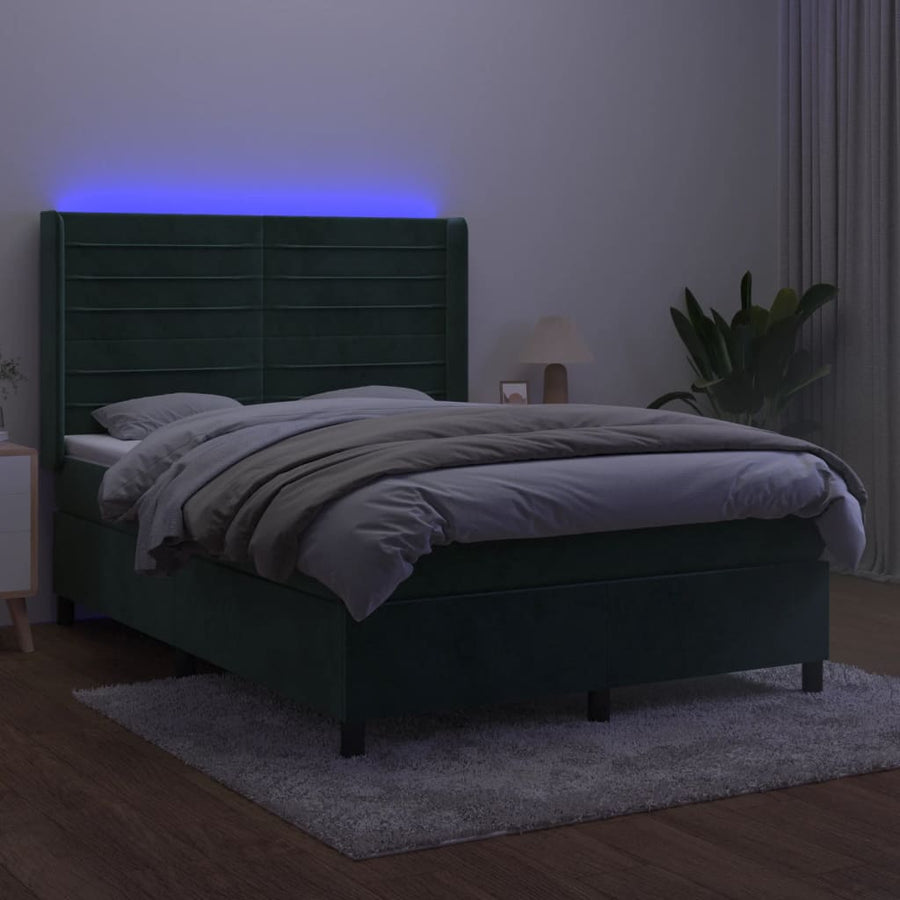 Boxspring Met Matras En Led Fluweel 140 x 200 cm