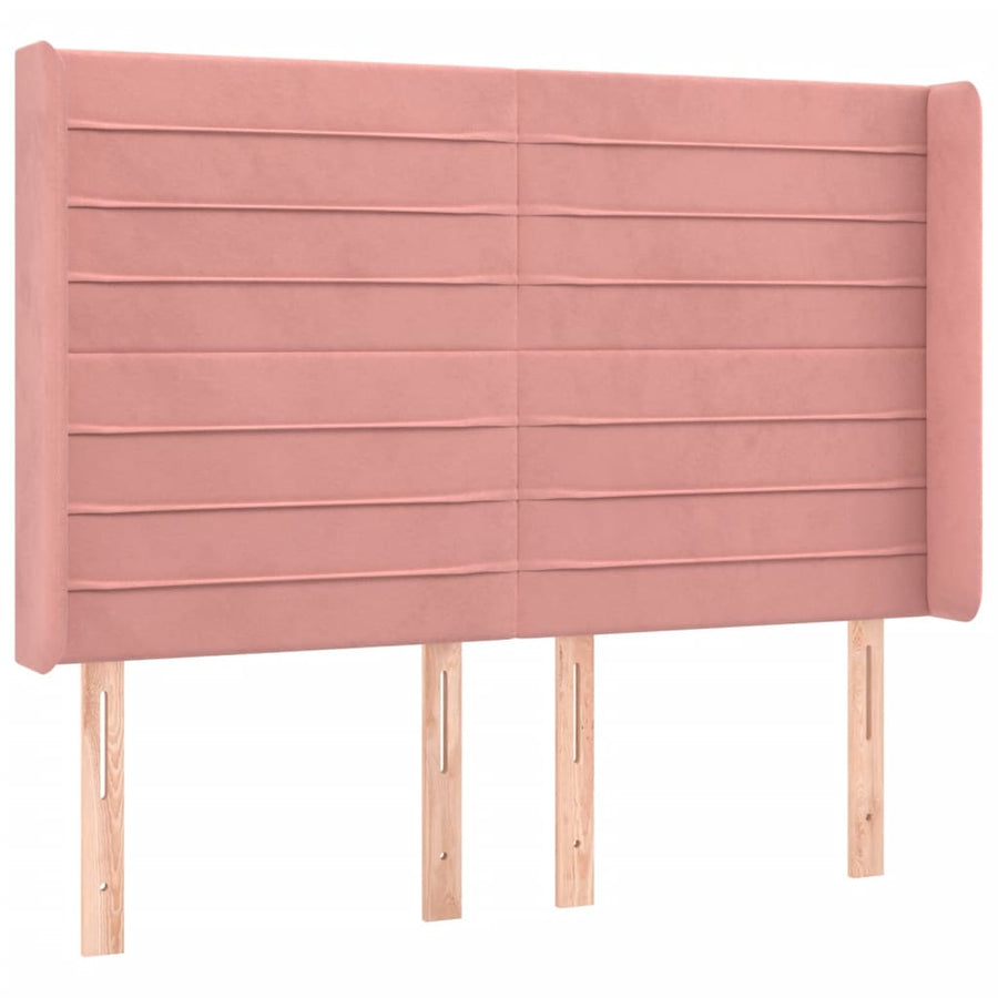 Boxspring Met Matras En Led Fluweel Roze 140X200 Cm Roze 140 x 200 cm Horizontale strepen