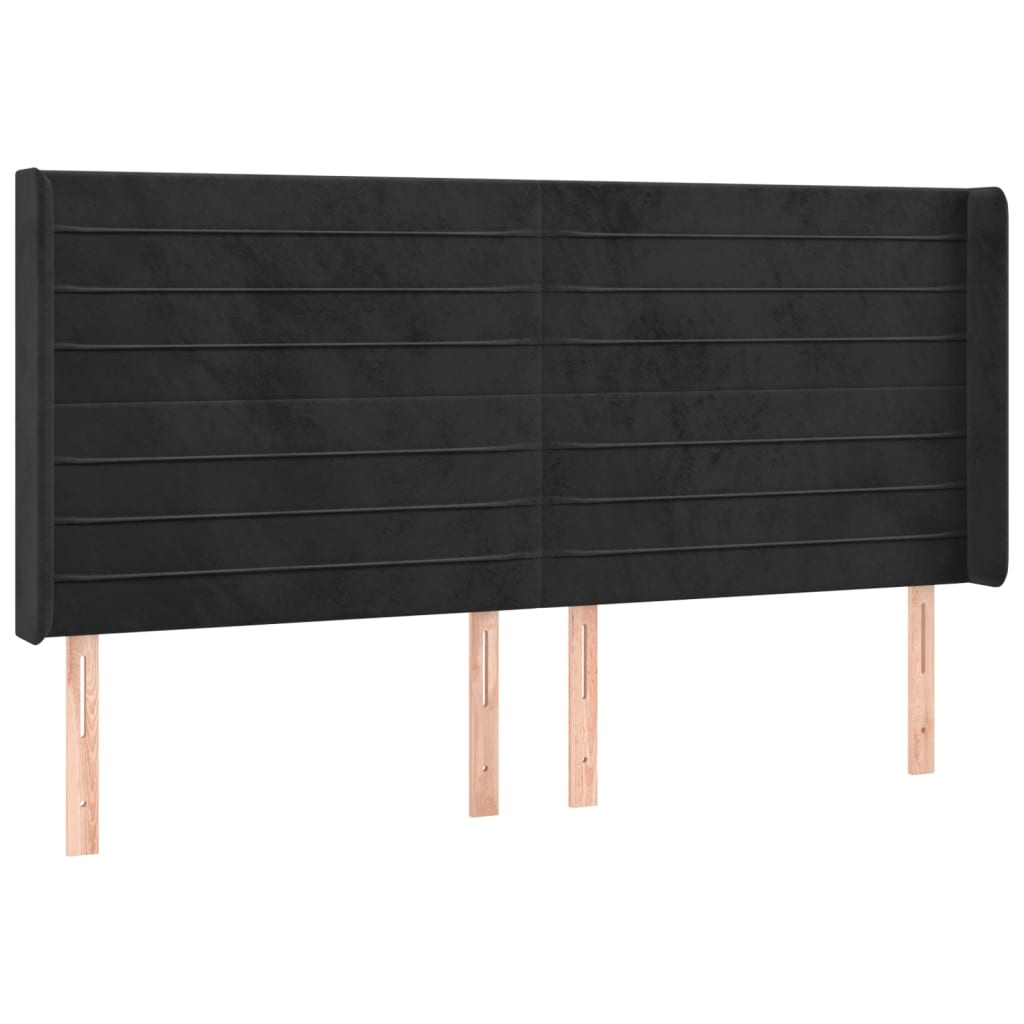 Boxspring Met Matras En Led Fluweel Zwart 160 x 200 cm Horizontale strepen