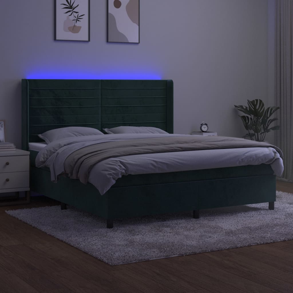 Boxspring Met Matras En Led Fluweel 160 x 200 cm