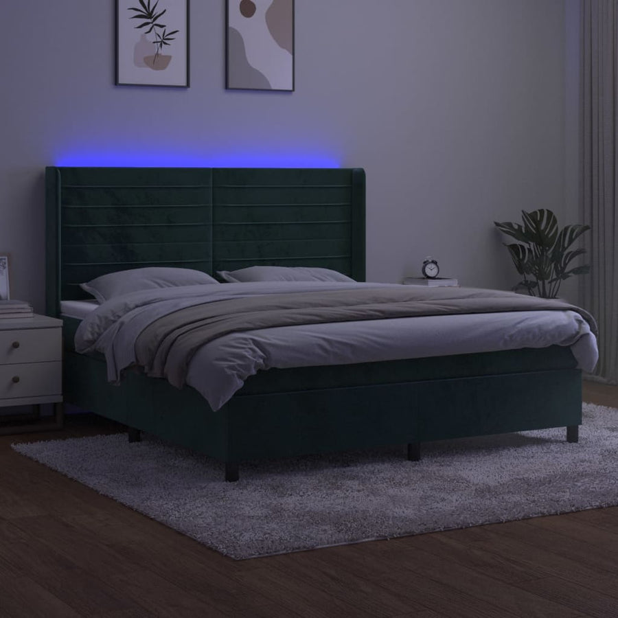 Boxspring Met Matras En Led Fluweel 160 x 200 cm