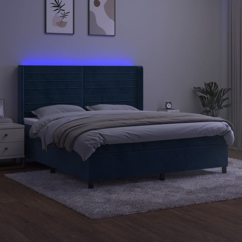 Boxspring Met Matras En Led Fluweel 180 x 200 cm