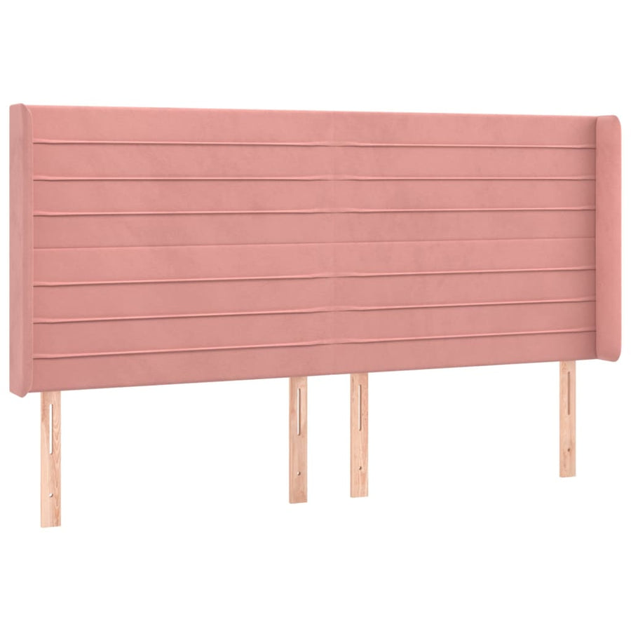 Boxspring Met Matras En Led Fluweel Roze 180 x 200 cm Horizontale strepen