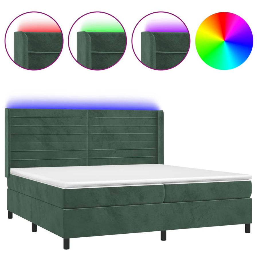 Boxspring Met Matras En Led Fluweel 200 x 200 cm
